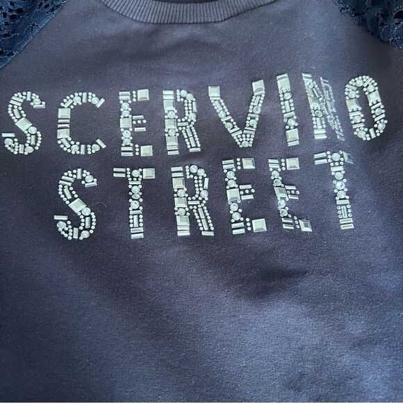 SCERVINO STREET Fall Winter Blue Sweater Crystal Name Brand Size S. - Picture 7 of 8